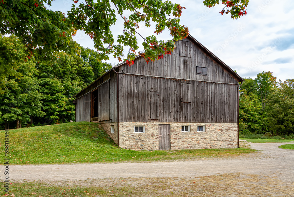 Exterior of an old wooden barn in Ontario farmland Exterior of an old wooden barn in Ontario farmland