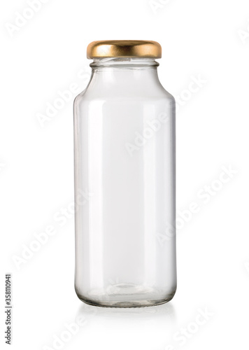 Empty glass jar with golden cap