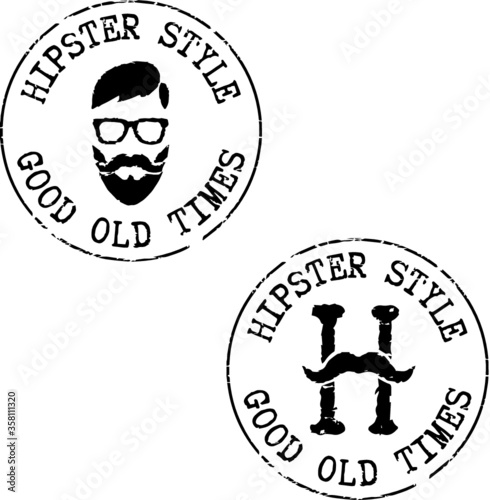 Two black hipster stamps  'Hipster style - Good old times'