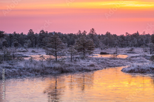 the first frosts in Kemeri bog lakes