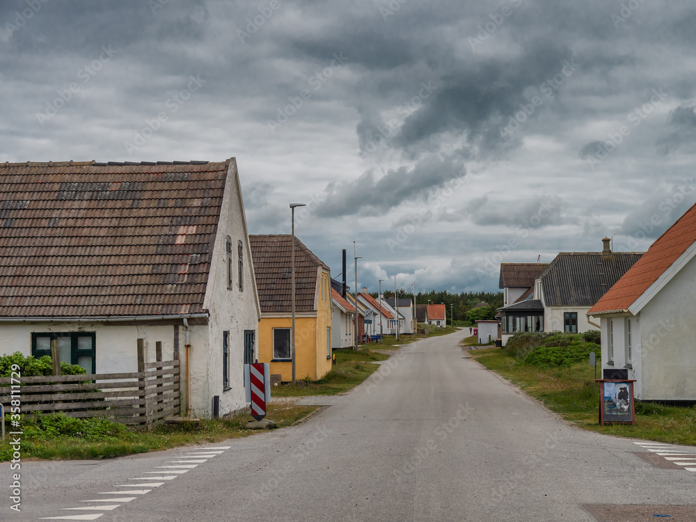 Main street in small village LildStrand, Thy Denmark