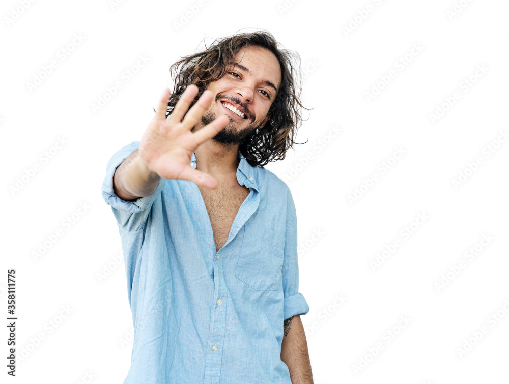 Mixed race brazilian young handsome sexy stylish brunette man with perfect happy smile in blue shirt Mixed race brazilian young handsome sexy stylish brunette man with perfect happy smile in blue shirt