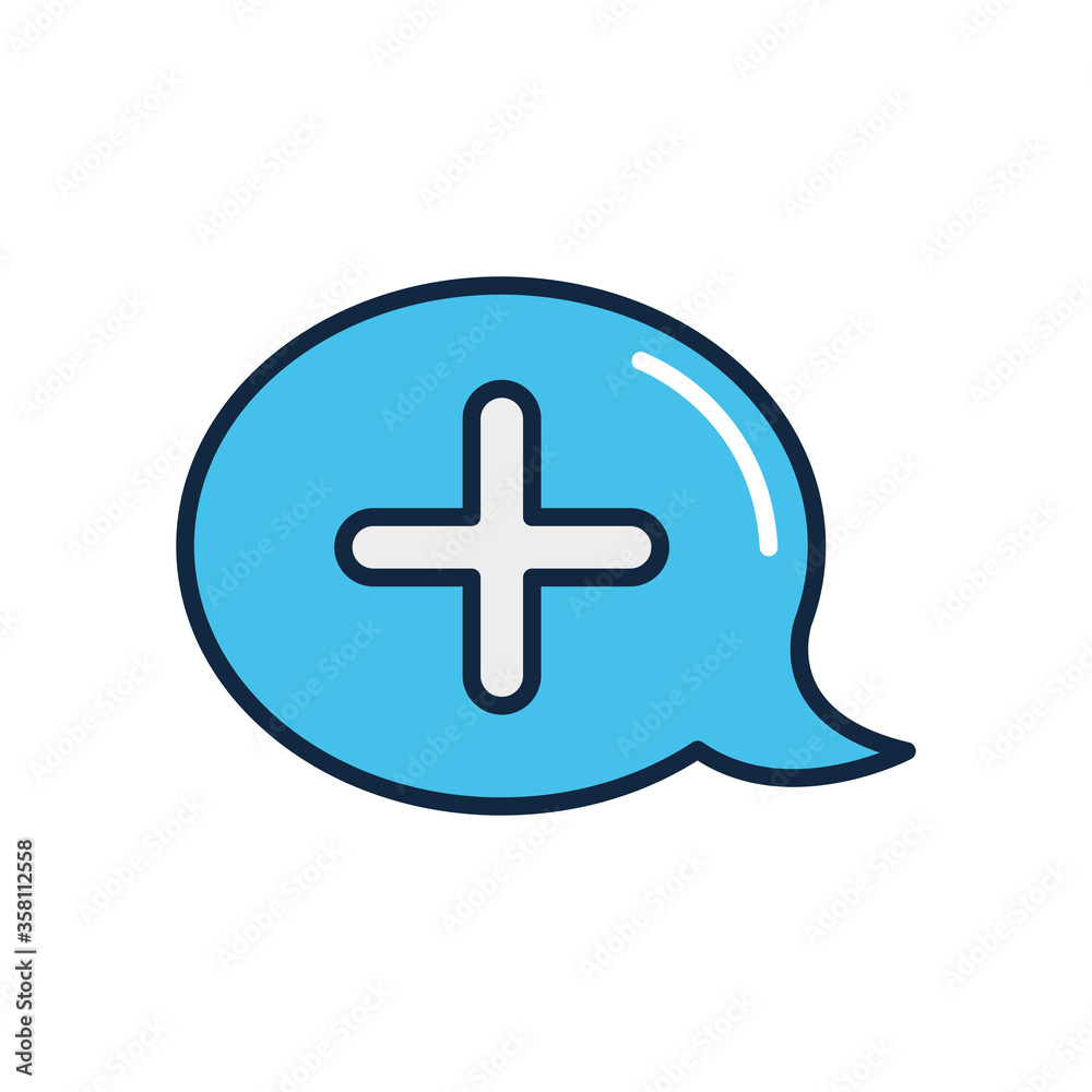 speech bubble with medical cross icon, line color style speech bubble with medical cross icon, line color style