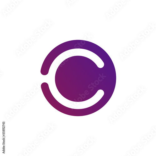 Letter C Negative Space Logo. Vector