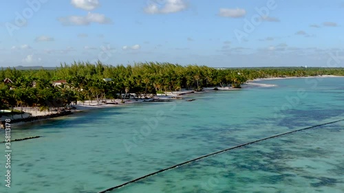 Drone follows the shoreline of the Dominican Republic. photo