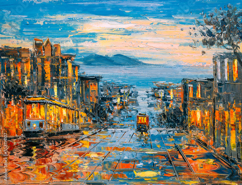 Oil Painting - Cable Car, San Francisco photo