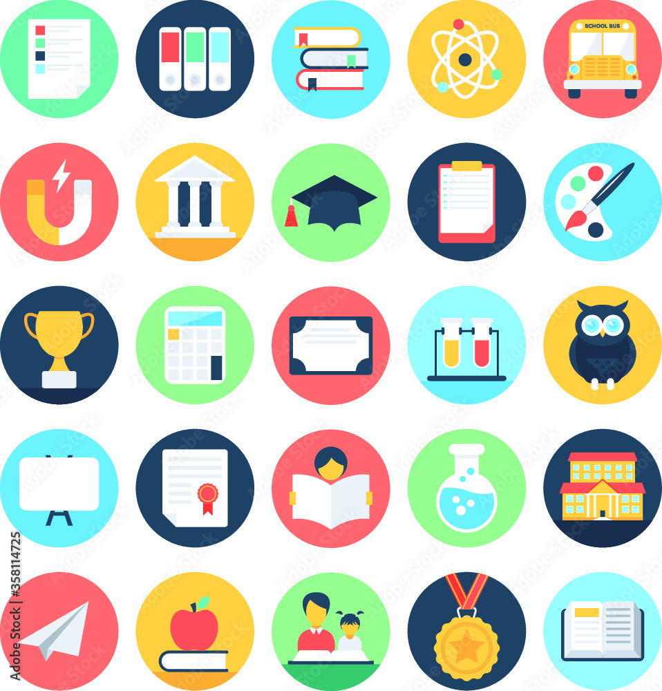 Modern Education and Knowledge Flat Icons Modern Education and Knowledge Flat Icons