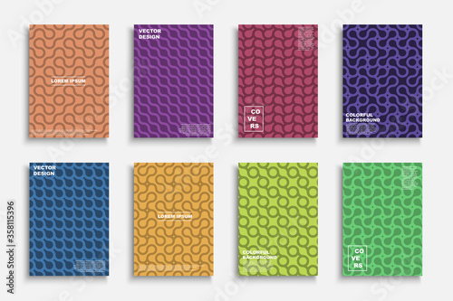 Collection of bright decorative covers. Abstract colorful backgrounds with creative geometric shapes