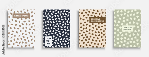 Set of vector decorative covers, templates, posters, placards, brochures, banners, flyers and etc. Abstract fashion backgrounds with creative geometric shapes