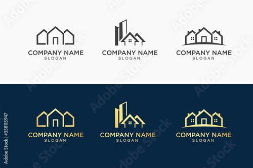 luxury real estate and building logo vector design