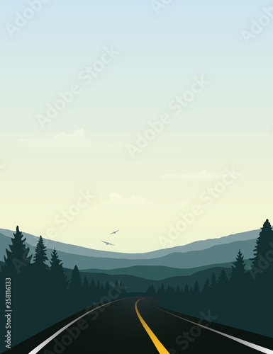 road trip asphalt road in the mountains vector illustration EPS10