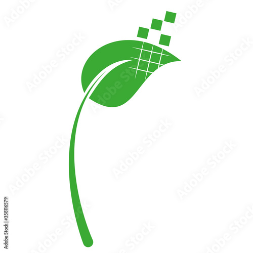 Blatt und Rechtecken, Pixel, Blatt, Pflanze, Logo