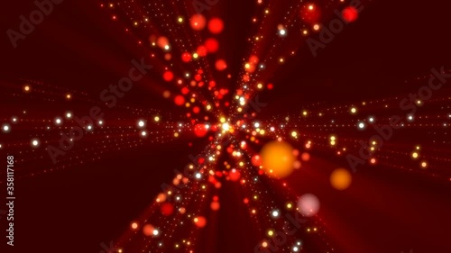 motion particles and shape on red background, loop
