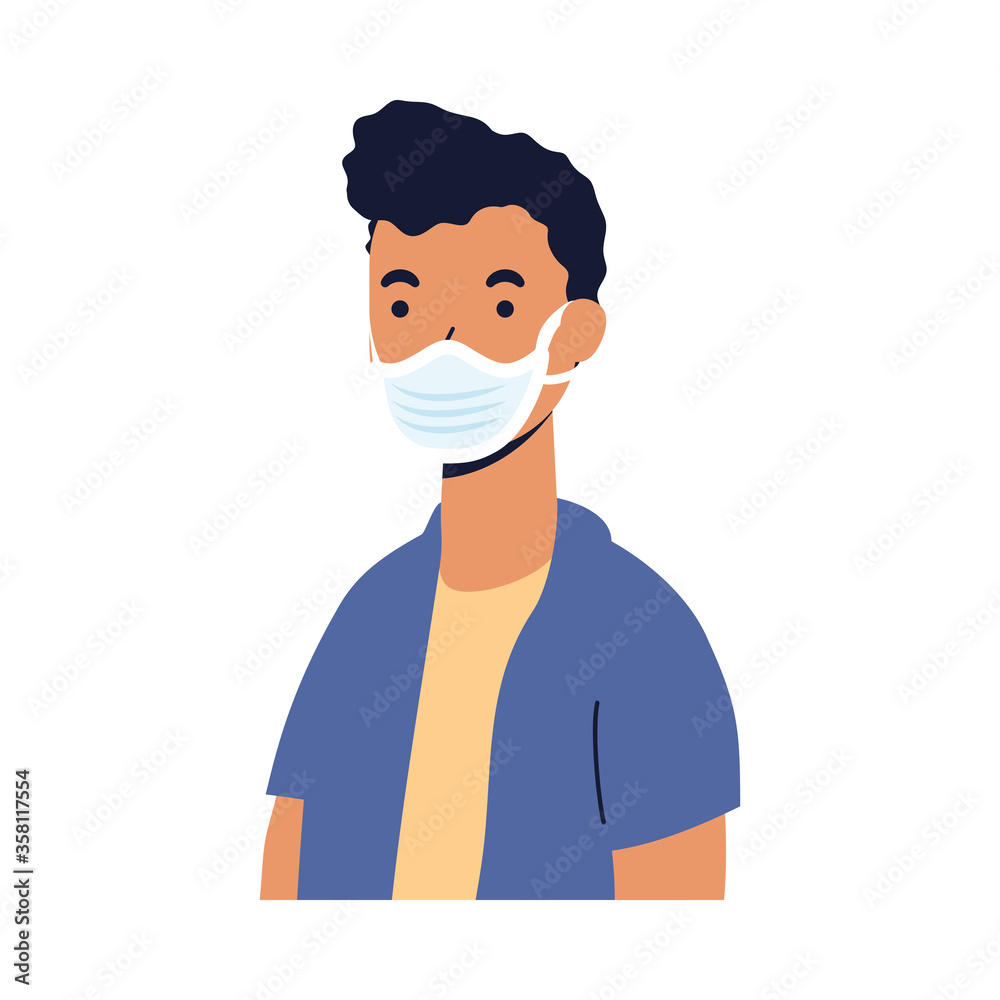 Man with medical mask vector design Man with medical mask vector design