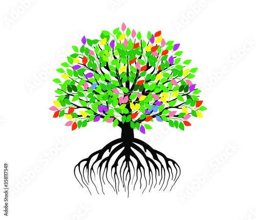 Tree and roots  logo design vector isolated