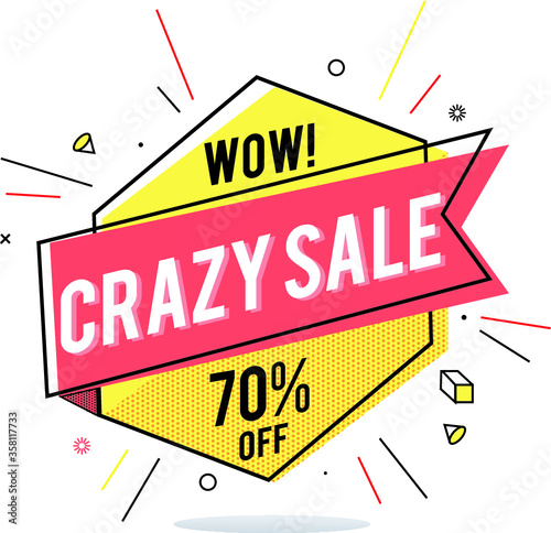crazy sale sale banner Memphis geometric style sale banner template wow 70 off