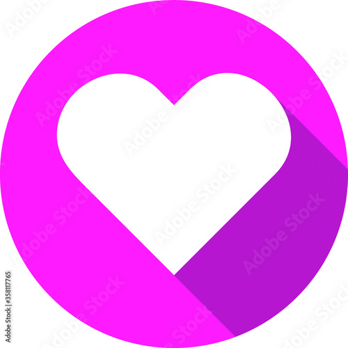 heart icon social media love icon with long shadow effect in vector format.