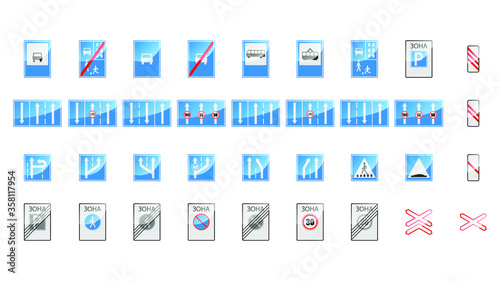 Set Of Different Collection Road Signs Vector Traffic