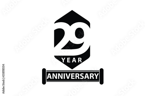 29 year anniversary Sign Ribbon All Black space vector illustration on White background - Vector