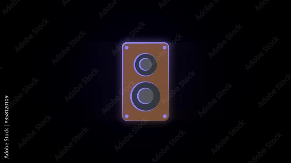 acoustic system colored icon 2D animation on black background acoustic system colored icon 2D animation on black background