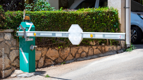 automatic barrier at the entrance to the parking lot