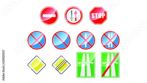 Set Of Different Collection Road Signs Vector Traffic