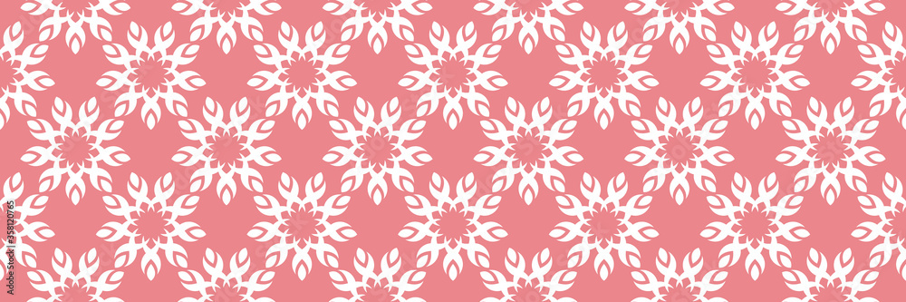 Floral print. White pattern on pale pink seamless background