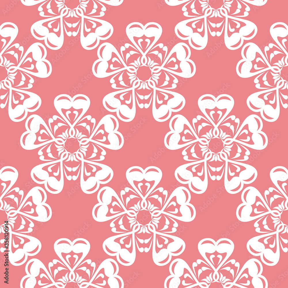Floral seamless pattern. White flowers on pink background