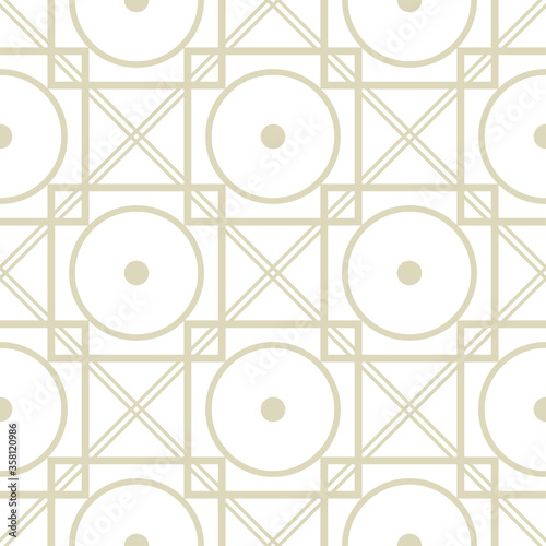 Olive green print on white. Seamless geometric pattern