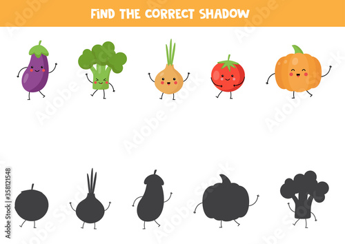 Find the right shadow of kawaii vegetables.