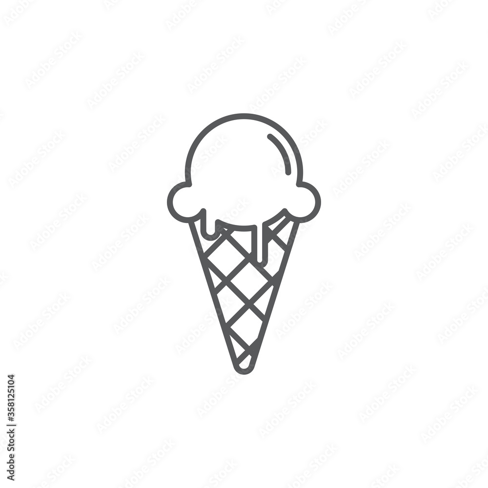 Ice cream cone vector icon symbol isolated on white background Ice cream cone vector icon symbol isolated on white background
