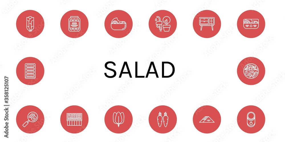 salad simple icons set salad simple icons set