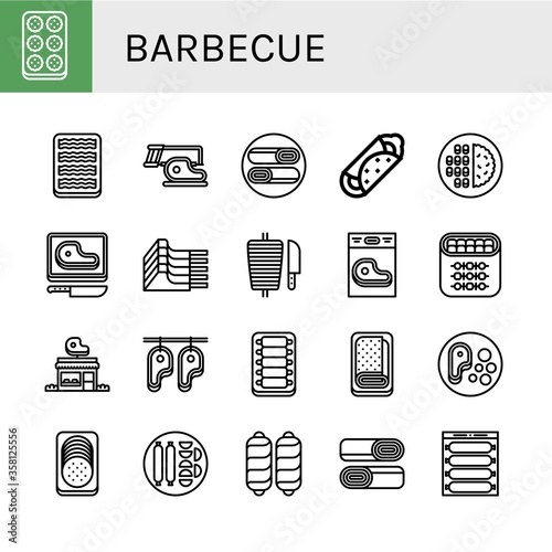 barbecue simple icons set