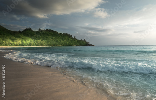 perfect sunset on Seychelles beach