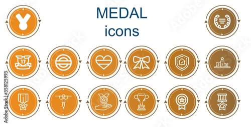 Editable 14 medal icons for web and mobile