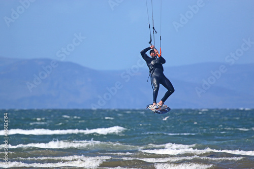 kitesurfer jumping at Troon, Scotland