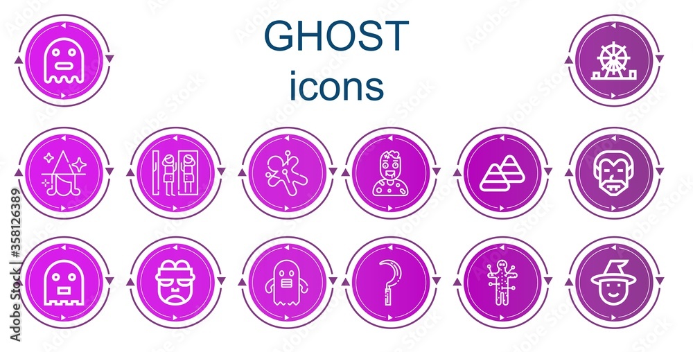 Editable 14 ghost icons for web and mobile Editable 14 ghost icons for web and mobile