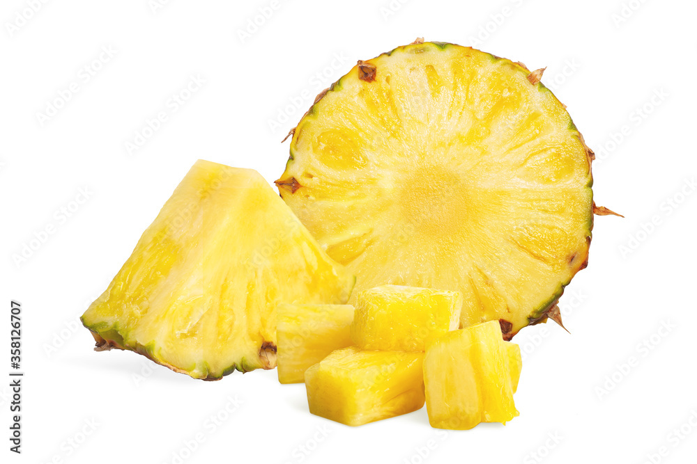 Fresh cut pineapple. Slices isolated on white background Fresh cut pineapple. Slices isolated on white background