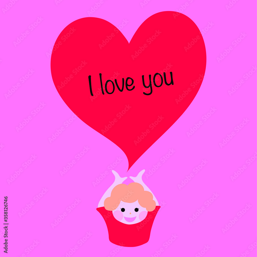Cute Baby with heart and space for text. Postcard, love letter for parents. Vector Illustration. Cute Baby with heart and space for text. Postcard, love letter for parents. Vector Illustration.