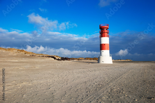 The Lighthouse at Helgoland Düne in Schleswig-Holstein, Germany, Europe.