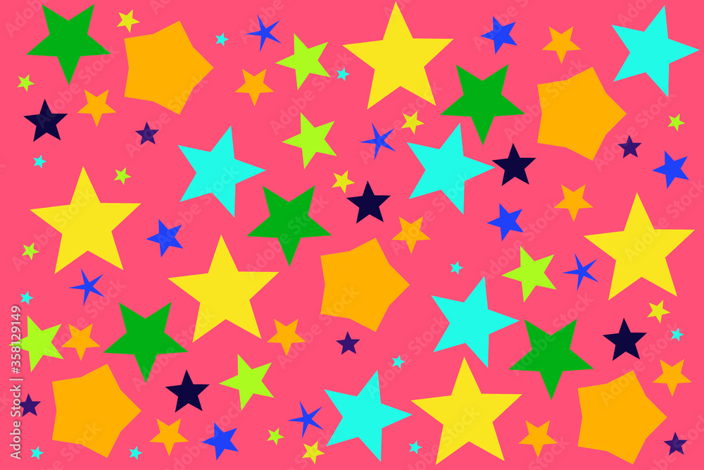 Multicoloured stars of various sizes and shapes, strikingly cheerful background Multicoloured stars of various sizes and shapes, strikingly cheerful background