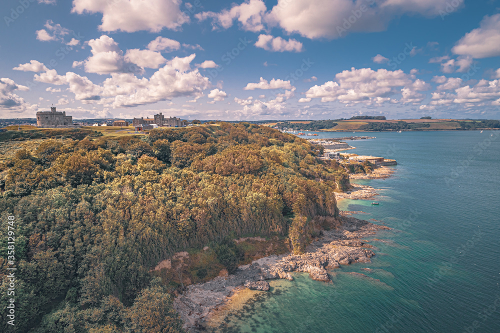 Pendennis Castle, Falmouth, Cornwall, England, Aerial, Drone shot