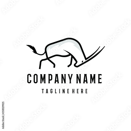 Oryx logo design template. Awesome a oryx logo. A oryx line art logotype.
