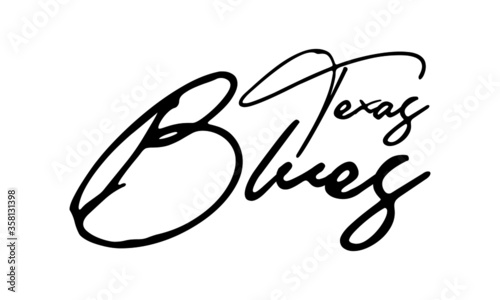 Texas Blues Calligraphy Handwritten Typography Black Color Text On White Background
