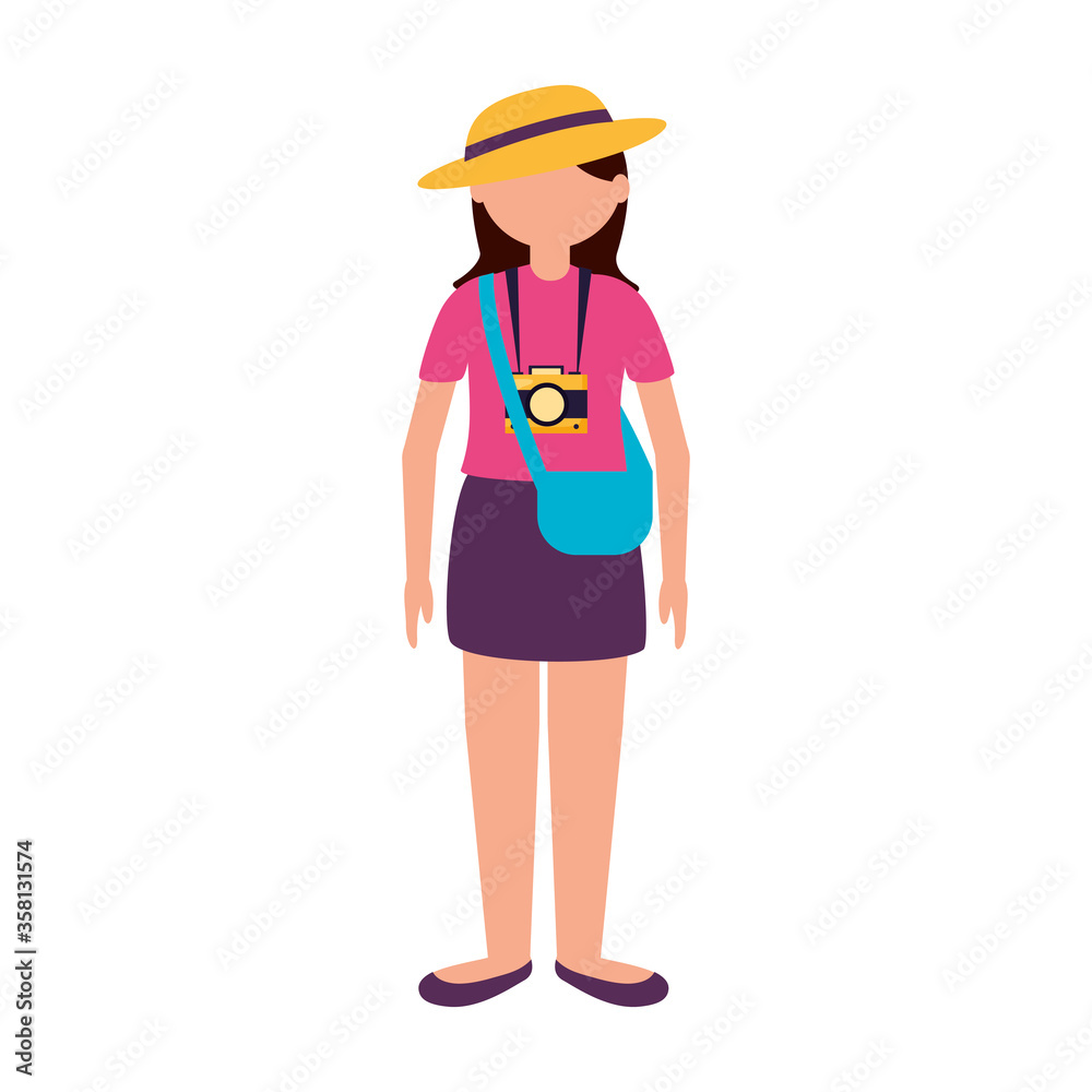 Avatar woman with purse and hat vector design