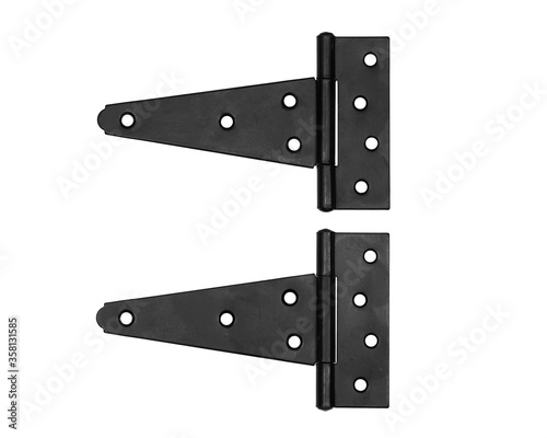 Canvas Print Pair of black hinges isolated on white