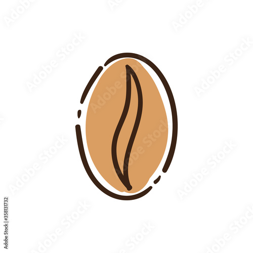 Grain of coffee doodle icon.