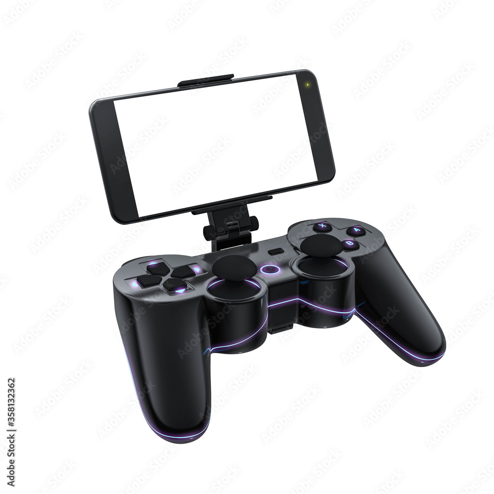 game pad with smartphone attached. future of game contest game pad with smartphone attached. future of game contest
