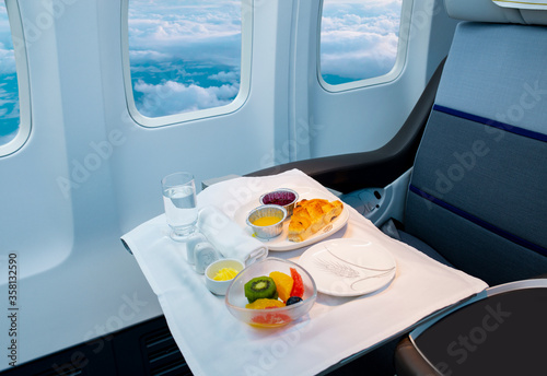 Food on the plane, business class travel