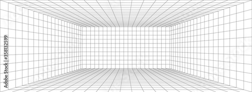 Canvastavla Room perspective grid background 3d Vector illustration